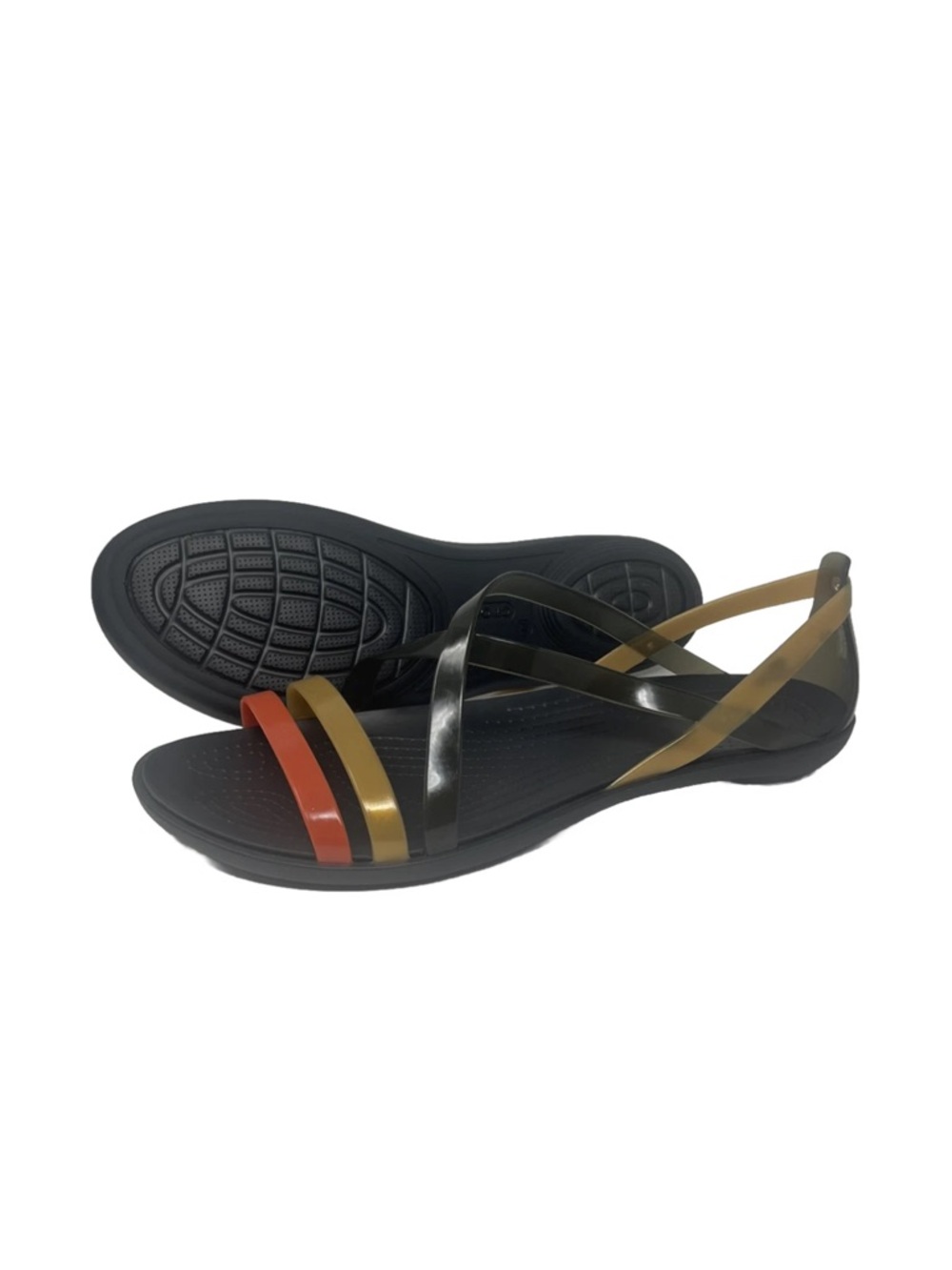 Crocs ISABELLA Strappy Drew Barrymore Black Multi Women's Sandals Size 7